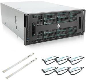Rackchoice 4U 24bay Hotswap 12Gbps Swappable screwless 24 x 3.5/2.5 Chassis with sliidng Rail and SFF-8643 Minisas to SATA Cables with keylock Door