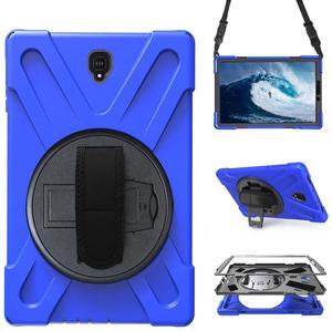 Shockproof Case for Samsung Galaxy Tab S4 10.5'' 2018 (SM-T830 SM-T835 SM-T837),Portable Heavy Duty Tablet Cover with 360 Rotating Stand Handle Strap & Shoulder Belt Carrying Case (New Blue)
