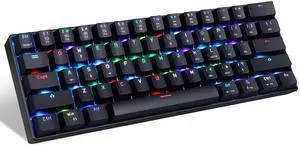MOTOSPEED 60% Mechanical Keyboard Portable 61 Keys RGB LED Backlit Type-C USB Wired Office/Gaming Keyboard for Mac, Android, WindowsBlue Switch