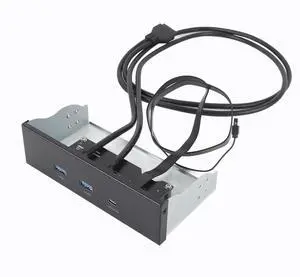Front Panel USB Hub, 5.25 Inch USB 19PIN + Type E Input Metal Front, GEN2x2 USB A Type C 3 Ports 20Gbps Optical Drive Extension Panel