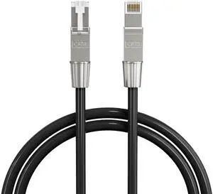 SYSTON Cat8 Ethernet Cable Patch 50ft Black, 2000MHz 2GHz 40GB Solid Bare Copper S/FTP Braided Shielded, 22/4 22 AWG 4 Pair CMR CL2R FT4, Network LAN Cable for Indoor/Outdoor PoE Internet PC Laptop