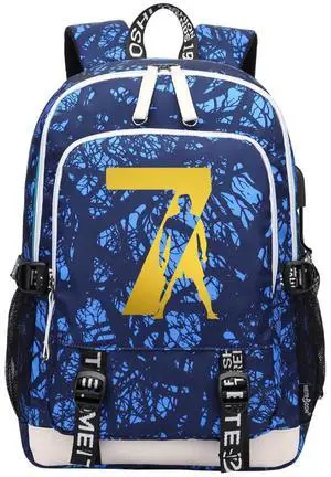 KARFRI Soccer Player 7 Multifunction Sport Backpack Travel Laptop Football Fans Bag for Men Women (Blue lines - 1)