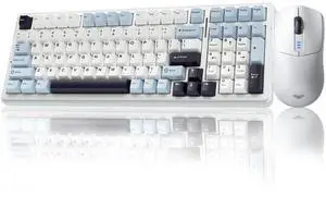 AULA Gaming Keyboard and Mouse, F99 Wireless Mechanical Keyboards Hot Swappable Custom Keyboard+SC580 Wireless Gaming Mouse White