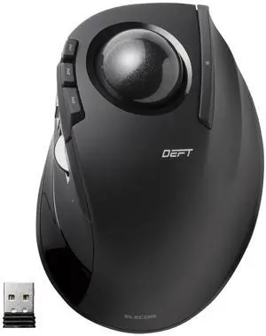 ELECOM DEFT Trackball Mouse, 2.4GHz Wireless, Finger Control, 8-Button Function with Smooth Tracking, Ergonomic Design, Optical Gaming Sensor, Windows11, macOS (M-DT2DRBK)