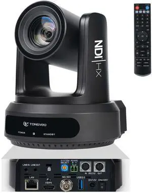 TONGVEO 20X Optical Zoom NDI AI Auto Tracking PTZ Camera, HDMI/SDI/USB3.0 Live Streaming Camera with NDI, Ideal for Church Worship, Events, Weddings, and Video Production
