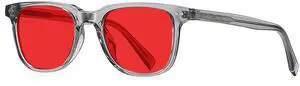 AU CLAIRE Sleep Glasses for 99.9% Blue Green Light Blocking Dual AR Coatings Red Lens for Computer Gaming Screen Reduce Eyestrain (Aura (Grey Frame))