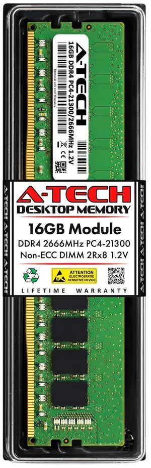 A-Tech 16GB RAM Replacement for Samsung M378A2K43DB1-CTD | DDR4 2666MHz PC4-21300 2Rx8 1.2V UDIMM Non-ECC 288-Pin DIMM Memory Module