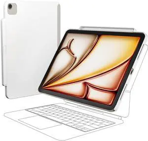 SwitchEasy CoverBuddy Lite for 2024 iPad Air 11" - Case Compatible with Magic Keyboard for iPad Air (M2), with Apple Pencil Pro Pencil Holder - White