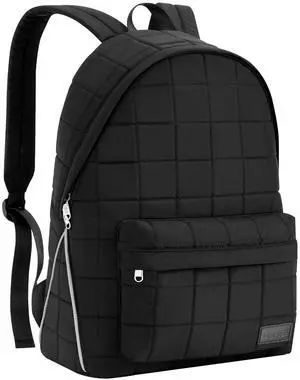 HOMIEE Lightweight Casual Laptop Backpack Fits 15.6 Inch Computer, Water-Resistant Small Daypack Cute Unisex Bookbag (Black)
