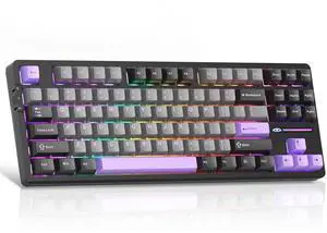 MageGee LIGHT87 Wireless Creamy Keyboard, Gasket Structure Hot Swappable Mechanical Keyboards, 2.4G/USB-C/BT5.0 RGB Backlit Gaming Keyboard for Win/Mac/PC, 4000mAh Battery, PBT Keycaps, Purple