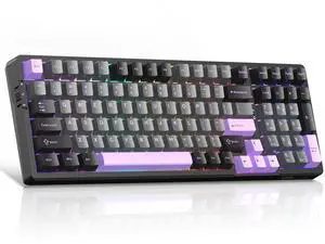 MageGee LIGHT100 Wireless Creamy Keyboard, Gasket Structure Hot Swappable, Tri-Mode 2.4G/USB-C/BT5.0 RGB Backlit Mechanical Gaming Keyboard for Win/Mac/PC, PBT Keycap, 4000mAh Battery, Purple