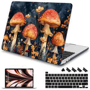 Mektron Case for MacBook Pro 16 Inch A2141 Cover 2019 Release 16" with Liquid Retina Display/Touch ID, Plastic Hard Shell with Keyboard Skin & Screen Protector & Dust Plug, Mushrooms