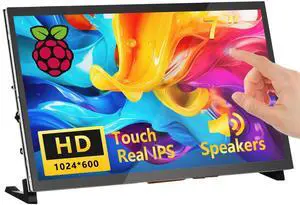 wisecoco Touchscreen Monitor for Raspberry Pi, 7'' IPS LCD Screen 1024 * 600 Smooth Touch, Built-in Dual Speakers, HDMI Input, Compatible with Raspberry Pi 5/4/3/Zero, Easy Set-up Driver-Free