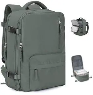 VGCUB Large Travel Backpack with Vacuum System Carry on Personal Item Storage Compression Seal Bags for Clothing with Pump Work Business Vacpack Airback Laptop Backpack for Women Men Green