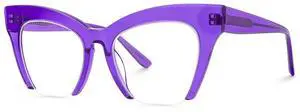 VOOGLAM Blue Light Glasses for Women Cateye Semi Rim Gaming Glasses Anti Eyestrain Dry Eyes UV Computer Phone TV Eyewear Jacobien Purple GJGA483996-02 Trend
