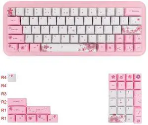 Geeksocial (Only Keycaps) Saku-ra 60% PBT Keycaps Set OEM for MX Switches Mechanical Keyboard ANSI Layout Compatible with GH60 RK61/ALT61/Annie/poker GK61 GK64 (English)