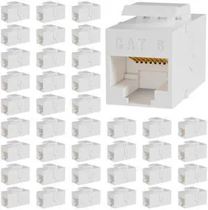 VANDESAIL RJ45 Cat6 Keystone Coupler, 40-Pack Cat 6 Keystone Jack Ethernet Coupler Female to Female for Cat6/Cat5e/Cat5 Network Cable, White