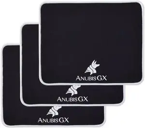 ANUBISGX (68 Color/Size Options Gaming Mouse Pad (3 Pack: 8x10), Black Pad with White Stitching. Best Premium Waterproof Non RGB Computer Gaming XL Desk Pad Mat, Large Non-Slip Gamer Mousepad