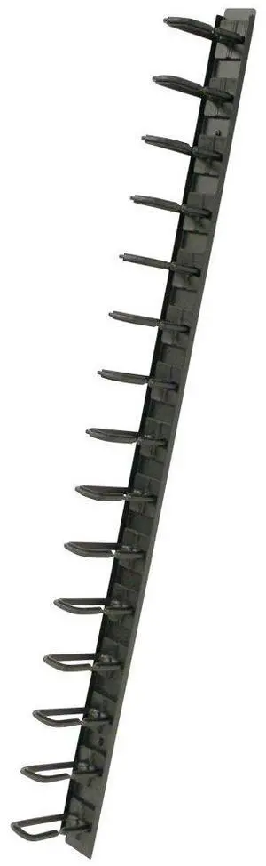 NavePoint 1 Channel Tool-Less Plastic Vertical Ringed Cable Manager 34 Inch with Mount Buttons