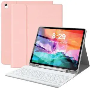 Keyboard Case for iPad Pro 12.9 inch (Old Model) 2015 1st / 2017 2nd Gen - Rechargeable, Detachable Wireless Bluetooth Keyboard - Folio Smart Leather Cover with Pencil Holder for iPad Pro 12.9 - Pink