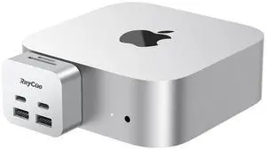 RayCue MiniPack Expansion Dock for Mac mini M4 | 6-Port USB-C Hub with Dual 10Gbps Adapters, 2 * 10G USB-C/ 2 * 10G USB-A/SD TF 3.0 Card Reader | High-Speed Data Transfer & Multi-Device Connectivity