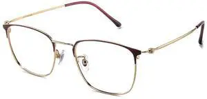 PRIVOZA Blue Light Glasses, Computer/Gaming/TV/Phones Glasses for Women/men, Anti Glare/UV400, Lightweight Titanium Frame (Red-Gold)