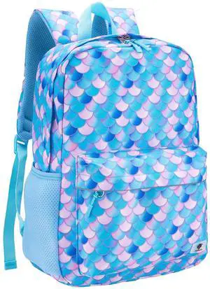 Fenrici Mermaid Backpack for Girls, Teens, Girls' Backpack for School, Kids' Bookbags with Padded Laptop Compartment, Mermaid Scale, Turquoise, Blue, 17 Inch