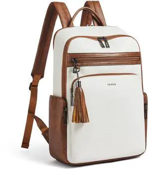Shrrie Laptop Backpack for Women Fits 16 inch Laptop,Designer Backpacks for Women with Computer Compartment to Business (Beige)