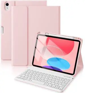 Beydoa for iPad 10th Generation Case with Keyboard 10.9 Inch- Magnetic Wireless Keyboard Case with Pencil Holder Stain Proof Folio Cover for iPad (A16) 11th Gen 11 Inch 2025/10th Gen 2022 - Light Pink