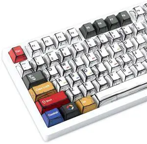 JOLINTAL Retro Light Manga Keycaps 136 Keys, Japanese Manga Theme PBT Keycaps, Dye-sub Cherry Profile Black White Minimalist Keycap Set Fit for 61/64/87/104/108 Cherry MX Switches Mechanical Keyboard