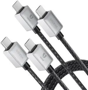 iDsonix USB C to USB C Cable 100W [2-Pack, 6.6Ft], Zinc Alloy USB C Type C Fast Charging Cable Compatible with MacBook Air/Pro, iPad, Samsung Galaxy S23/S22/S21, PS5, Switch