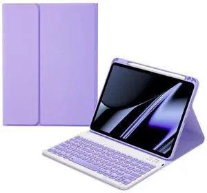AnMengXinLing Keyboard Case for iPad Pro 11 2022/2021/2020, Case for iPad Pro 11 4th/3rd/2nd Generation with Keyboard and Pencil Holder Magnetically Detachable Wireless Keyboard, Purple