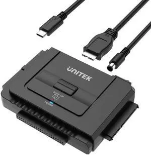 Unitek USB C to IDE and SATA Converter External Hard Drive Adapter Kit for Universal 2.5/3.5 HDD/SSD Hard Drive Disk, One Touch Backup Function, Included 12V/2A Power Adapter