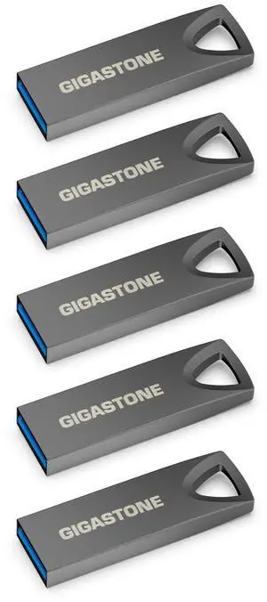 GIGASTONE 64GB Slim Fit Flash Drive (5 Pack) Z70 USB 3.2 Gen 1, 120MB/s Ultra Fast, Nickel Metal Design, Data Storage, Backup for PC/Mac/TV/Car Audio, USB 2.0/3.0/3.1 Compatible