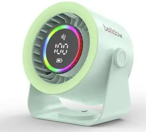 Bettdow BETTODW Desk Fan,100 High-Speed Wind Quiet Table Fans,12 Hours Cool Time,Digital Display,Adjustable Light Modes,Portable Fan for Home Office Kitchen Travel Camping-Green