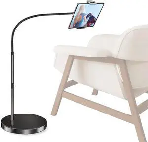 elitehood iPad Stand Floor with 14lb Heavy Duty Base, AdjustablecGooeneck Tablet Floor Stand, Tall iPad Holder for Bed Compatible with 4.7-13in Kindle, iPhone and Tablets