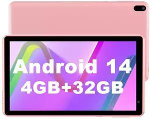 BYANDBY Tablet 7 inch Android 14.0 Tablet, 4GB+32GB ROM 1TB Expand, Quad-Core, WiFi, GMS, Dual Camera, Educational, Games(Pink