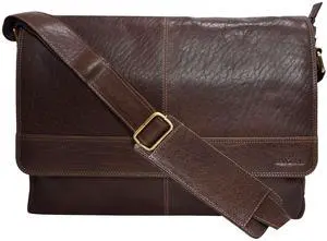 VALENCHI Leather Messenger Bag For Men, Women - 14" Leather Laptop Messenger Briefcase & Shoulder Bag - Office, Work, College, Casual - Gift For Him, Her - Father's day (Brown Trumble)
