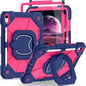 Auizotl Case for iPad (A16) 11th Generation 11 Inch (2025)/iPad 10th Generation 10.9 Inch (2022),360° Rotating Stand i Pad Case 10th Generation with Screen Protector Pencil Holder,Navy Pink