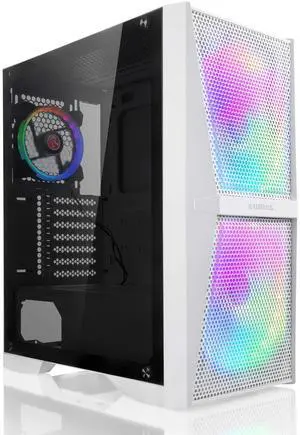 RAIJINTEK SILENOS MS PRO White, ATX PC Case with Mesh at Front and Tempered Glass (4.0mm) Side Panel, Comes with Pre-Installed 2pcs ARGB 200mm Fans at Front and 1pcs 120mm ARGB Fan at Rear