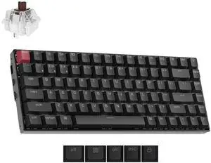 Keychron K2 75% Layout QMK Wireless and Wired Options Mechanical Keyboard Super Brown Switch, Paired with Shine-Through Double-Shot PBT Keycaps for Mac Windows-Version 3