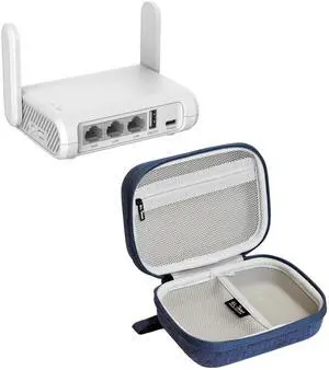 GL.iNet GL-SFT1200 (Opal) Secure Travel WiFi Router & GL.iNet Gadget Organizer Case for Travel Routers (Blue)