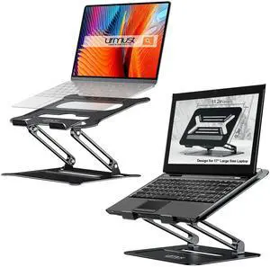 Urmust Adjustable Laptop Stand Black+ Upgraded Version Adjustable Laptop Riser Black