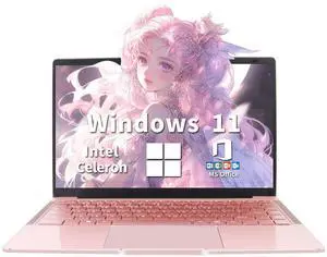 BINHENGLON 14" Laptop IPS Display,Celeron J4105 CPU(Up to 2.5Ghz),4 Core Win 11 PC with Cooling Fan,1920 * 1080,Expand for Study (Rose Gold, 8GB+512GB SSD)