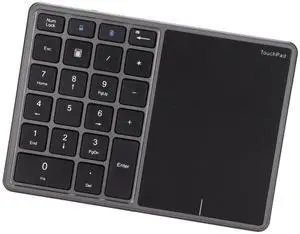 Zunate Numeric Keypad, 22 Keys Type C Rechargeable Number Pad with Touchpad, USB Receiver, Dual Mode Mini Numeric Keypad for Laptop, PC (Grey)