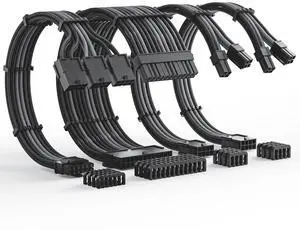 AsiaHorse 12VHPWR Cable Extension Kit, 16AWG Pcie 5.0 PSU Cable Extension Kit Soft Braided Power Supply Cable Extension, 24pin ATX /4+4pin EPS /12+4pin 30CM Length with Cable Combs