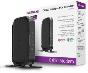 NETGEAR Cable Modem CM400 Compatible with Cable Providers Xfinity by Comcast, Spectrum, Cox | for Cable Plans Up to 100 Mbps | DOCSIS3.0, Black (CM400-100NAS)