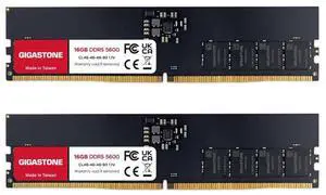 DDR5 RAM GIGASTONE 32GB Kit (2x16GB) DDR5 4800MHz PC5-38400 CL 40-40-40-77 1.1V UDIMM 288 Pin Unbuffered Non ECC PC Desktop Memory Module Upgrade