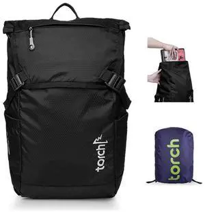 torch Small Backpack For Men Women 19L - Lightweight Backpack for Men Fits 15.6 Inch Laptop with Rain Cover Vintage Daypack For Travel, Work, College - Sinpo (Black)
