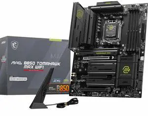 MSI MAG B850 Tomahawk MAX WiFi Motherboard, ATX - Supports AMD Ryzen 9000/8000 / 7000 Processors, AM5-80A SPS VRM, DDR5 Memory Boost 8400+ MT/s (OC), PCIe 5.0 x16, M.2 Gen5, Wi-Fi 7, 5G LAN